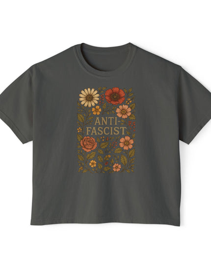 Anti Fascist Floral Comfort Colors Crop Top