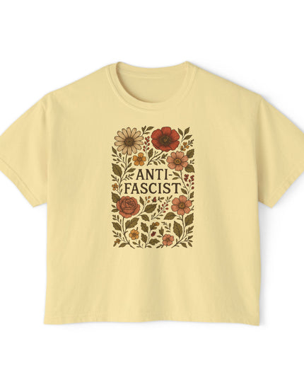 Anti Fascist Floral Comfort Colors Crop Top