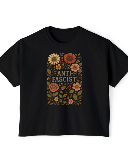 Anti Fascist Floral Comfort Colors Crop Top
