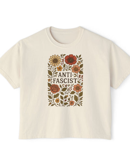 Anti Fascist Floral Comfort Colors Crop Top