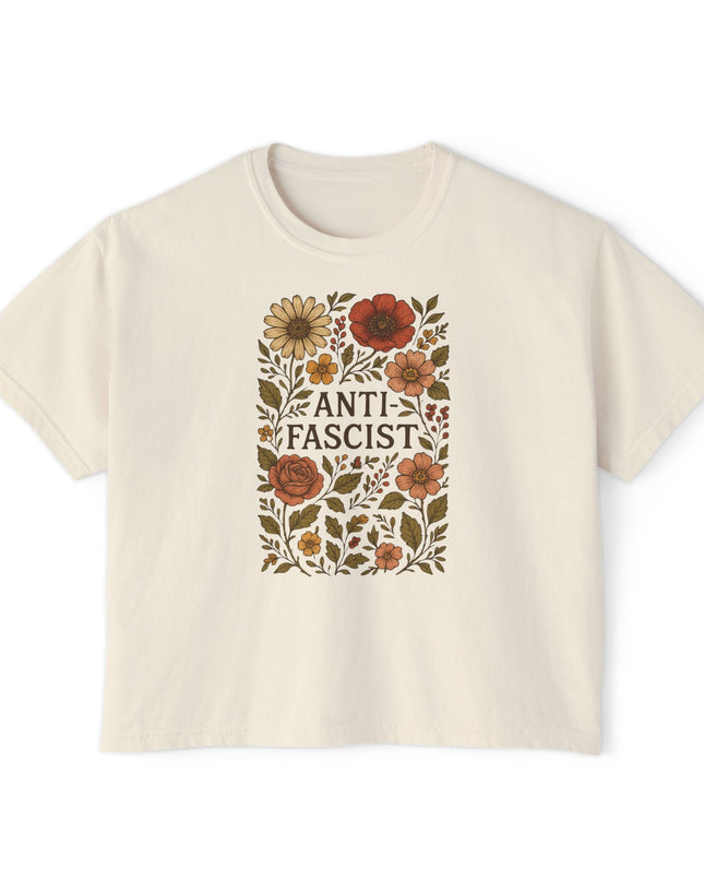 Anti Fascist Floral Comfort Colors Crop Top