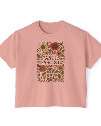 Anti Fascist Floral Comfort Colors Crop Top